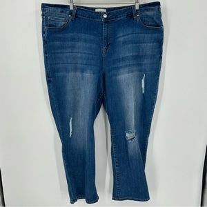 Dia+Co Molly Isadora Distressed Girlfriend Jeans Medium Wash Plus Size 26